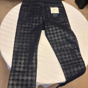 Fidelity Dark Blue and Gray Houndstooth Jeans